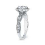 Shah Luxury Round Diamond Halo Vintage Engagement Ring In 14K White Gold (Semi-Mount) photo 3