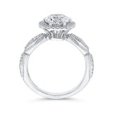 Shah Luxury Round Diamond Halo Vintage Engagement Ring In 14K White Gold (Semi-Mount) photo 4