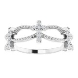 14K White .08 CTW Diamond Stackable Cross Ring photo 3