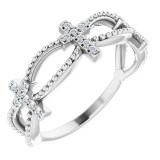 14K White .08 CTW Diamond Stackable Cross Ring photo