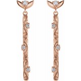 14K Rose 1/8 CTW Diamond Vintage-Inspired Dangle Earrings photo 2