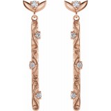 14K Rose 1/8 CTW Diamond Vintage-Inspired Dangle Earrings photo 2