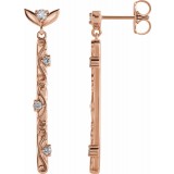 14K Rose 1/8 CTW Diamond Vintage-Inspired Dangle Earrings photo