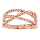 14K Rose Beaded Criss-Cross Ring photo 3
