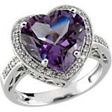 14K White Amethyst & 1/6 CTW Diamond Ring photo