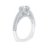 Shah Luxury 14K White Gold Cushion Cut Diamond Cathedral Style Engagement Ring with Euro Shank (Semi-Mount) photo 2
