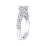 Shah Luxury 14K White Gold Cushion Cut Diamond Cathedral Style Engagement Ring with Euro Shank (Semi-Mount) photo 3