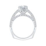 Shah Luxury 14K White Gold Cushion Cut Diamond Cathedral Style Engagement Ring with Euro Shank (Semi-Mount) photo 4