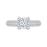 Shah Luxury 14K White Gold Cushion Cut Diamond Cathedral Style Engagement Ring with Euro Shank (Semi-Mount) photo