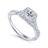 Gabriel & Co. 14k White Gold Victorian Halo Engagement Ring photo 3