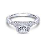 Gabriel & Co. 14k White Gold Victorian Halo Engagement Ring photo