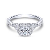 Gabriel & Co. 14k White Gold Victorian Halo Engagement Ring photo