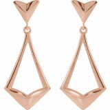 14K Rose Geometric Dangle Earrings with Backs photo 2