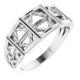 14K White Stackable Lattice Ring photo