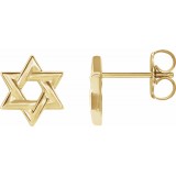 14K Yellow Star of David Earrings photo