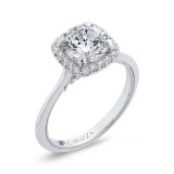 Shah Luxury 14K White Gold Round Diamond Halo Engagement Ring (Semi-Mount) photo 2