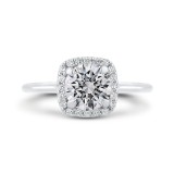 Shah Luxury 14K White Gold Round Diamond Halo Engagement Ring (Semi-Mount) photo