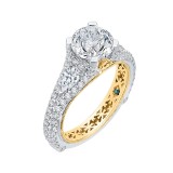Shah Luxury 14K Two-Tone Gold Round Diamond Engagement Ring with Split Shank (Semi-Mount) photo 2