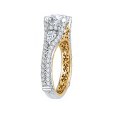 Shah Luxury 14K Two-Tone Gold Round Diamond Engagement Ring with Split Shank (Semi-Mount) photo 3