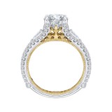 Shah Luxury 14K Two-Tone Gold Round Diamond Engagement Ring with Split Shank (Semi-Mount) photo 4