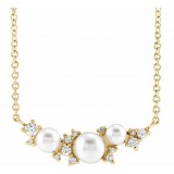14K Yellow Akoya Cultured Pearl & .08 CTW Diamond 16 Necklace photo
