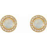 14K Yellow 5 mm Opal & 1/6 CTW Diamond Halo-Style Earrings photo 2