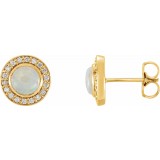 14K Yellow 5 mm Opal & 1/6 CTW Diamond Halo-Style Earrings photo