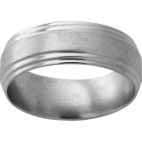 Titanium Flat Band with Double Grooved Edges and Stone Finish photo