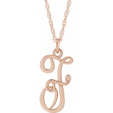 14K Rose Script Initial F 16-18 Necklace photo