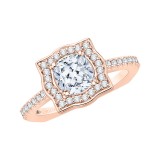 Shah Luxury 14K Rose Gold Cushion Cut Diamond Halo Vintage Engagement Ring (Semi-Mount) photo 2
