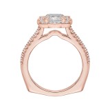 Shah Luxury 14K Rose Gold Cushion Cut Diamond Halo Vintage Engagement Ring (Semi-Mount) photo 4