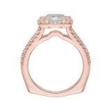 Shah Luxury 14K Rose Gold Cushion Cut Diamond Halo Vintage Engagement Ring (Semi-Mount) photo 4