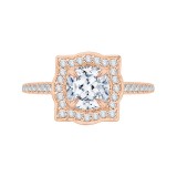 Shah Luxury 14K Rose Gold Cushion Cut Diamond Halo Vintage Engagement Ring (Semi-Mount) photo