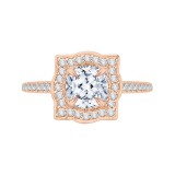 Shah Luxury 14K Rose Gold Cushion Cut Diamond Halo Vintage Engagement Ring (Semi-Mount) photo