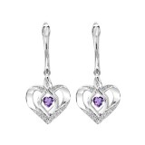 Gems One Silver Diamond (1/50 Ctw) & Created-Amethyst Earring photo
