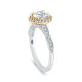 Shah Luxury 14K Two-Tone Gold Round Diamond Halo Vintage Engagement Ring (Semi-Mount) photo 2