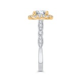 Shah Luxury 14K Two-Tone Gold Round Diamond Halo Vintage Engagement Ring (Semi-Mount) photo 3