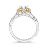 Shah Luxury 14K Two-Tone Gold Round Diamond Halo Vintage Engagement Ring (Semi-Mount) photo 4