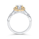 Shah Luxury 14K Two-Tone Gold Round Diamond Halo Vintage Engagement Ring (Semi-Mount) photo 4