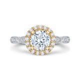 Shah Luxury 14K Two-Tone Gold Round Diamond Halo Vintage Engagement Ring (Semi-Mount) photo