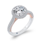 Shah Luxury 14K Two-Tone Gold Round Diamond Halo Engagement Ring (Semi-Mount) photo 2
