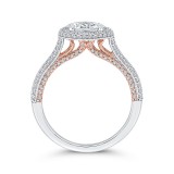 Shah Luxury 14K Two-Tone Gold Round Diamond Halo Engagement Ring (Semi-Mount) photo 4