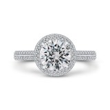 Shah Luxury 14K Two-Tone Gold Round Diamond Halo Engagement Ring (Semi-Mount) photo
