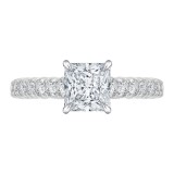 Shah Luxury 14K White Gold Princess Cut Diamond Cathedral Style Engagement Ring (Semi-Mount) photo