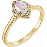 14K Yellow Rainbow Moonstone & .03 CTW Diamond Clover Cabochon Ring photo