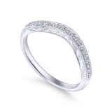 Gabriel & Co. 14k White Gold Victorian Curved Wedding Band photo 3