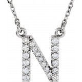 14K White Initial N 1/8 CTW Diamond 16 Necklace photo