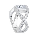 Shah Luxury 14K White Gold Cushion Diamond Engagement Ring with Split Shank (Semi-Mount) photo 2