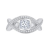 Shah Luxury 14K White Gold Cushion Diamond Engagement Ring with Split Shank (Semi-Mount) photo