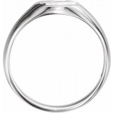 14K White .08 CTW Diamond 11x10 mm Oval Signet Ring photo 2